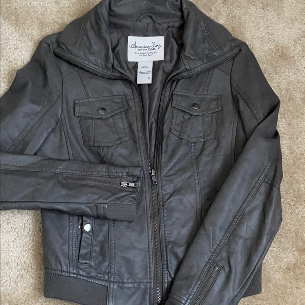 Grey American Rag company leather jacket